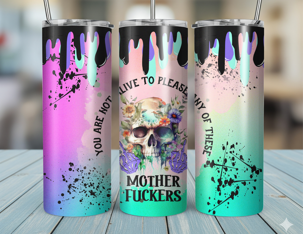 20oz Skinny Tumbler Skull